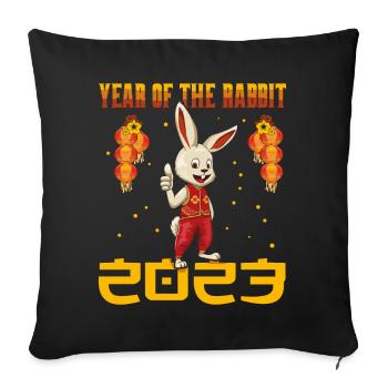 Lapin Drôle Nouvel An chinois 2023 Nouvel An - Housse de coussin décorative 45 x 45 cm - noir - Devant