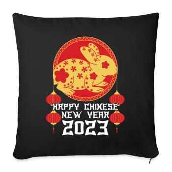 Chinese New Year Of Rabbit 2023 Ornament - Sofa pillowcase 17,3'' x 17,3'' (45 x 45 cm) - black - Front