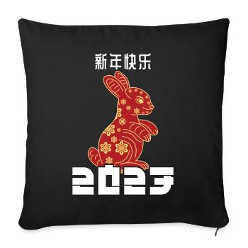 Chinese New Year Rabbit Chinese New Year 2023 - Sofakissenbezug 45 x 45 cm - Schwarz - Vorne