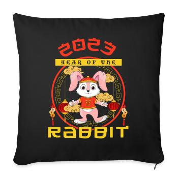 Rabbit Welcome 2023 New Year Chinese New Year - Sofakissenbezug 45 x 45 cm - Schwarz - Vorne