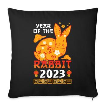 Ornament Chinese New Year Rabbit 2023 New Year - Sofakissenbezug 45 x 45 cm - Schwarz - Vorne