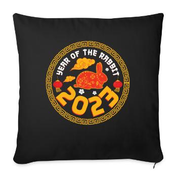 Element Chinese New Year Rabbit 2023 New Year - Sofakissenbezug 45 x 45 cm - Schwarz - Vorne