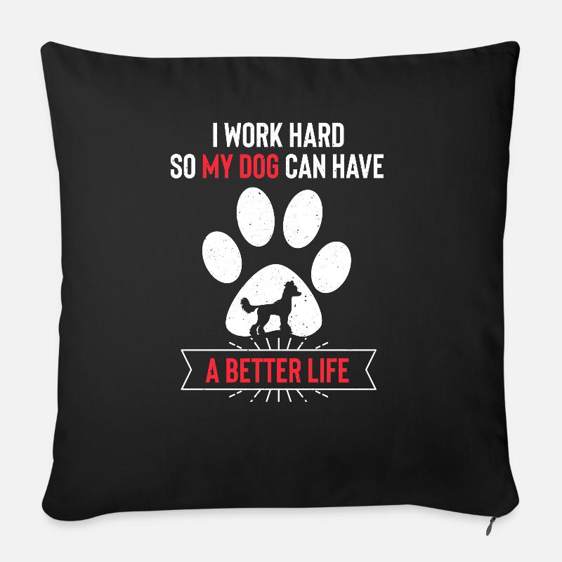 Chien à crête chinois Chinesischer Schopfhund - Housse de coussin décorative 45 x 45 cm - noir