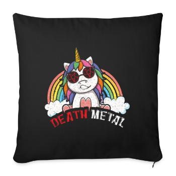 Satan Rainbow Unicorn Love Metal Musique Heavy Rock - Housse de coussin décorative 45 x 45 cm - noir - Devant