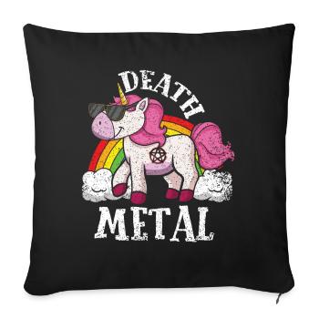 Rainbow Unicorn Rocker Love Metal Music Heavy Rock - Housse de coussin décorative 45 x 45 cm - noir - Devant