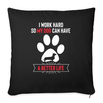 Dackel lustiges Hunde Geschenk - Sofakissenbezug 45 x 45 cm - Schwarz - Vorne