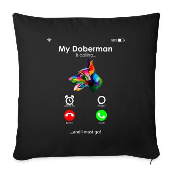 Dobermann - Sofakissenbezug 45 x 45 cm - Schwarz - Vorne