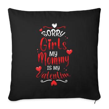 Maman Mes cœurs de Saint-Valentin Saint-Valentin - Housse de coussin décorative 45 x 45 cm - noir - Devant