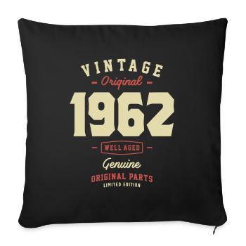 Vintage Original 1962 61st Birthday - Sofa pillowcase 17,3'' x 17,3'' (45 x 45 cm) - black - Front