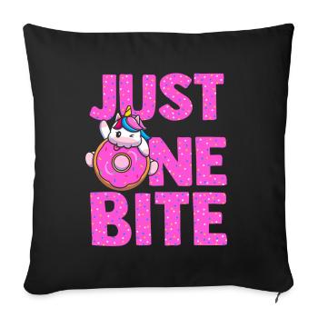 Nur ein Biss Süßer Donut Cooles Einhorn - Sofakissenbezug 45 x 45 cm - Schwarz - Vorne