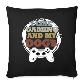 Gaming Dog Gift Idea - Sofa pillowcase 17,3'' x 17,3'' (45 x 45 cm) - black - Front