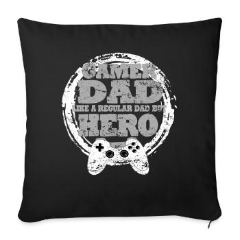 Daddy Gaming Retro Gift Idea - Sofa pillowcase 17,3'' x 17,3'' (45 x 45 cm) - black - Front