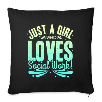 Juste une fille qui aime le travail social | Travail social - Housse de coussin décorative 45 x 45 cm - noir - Devant