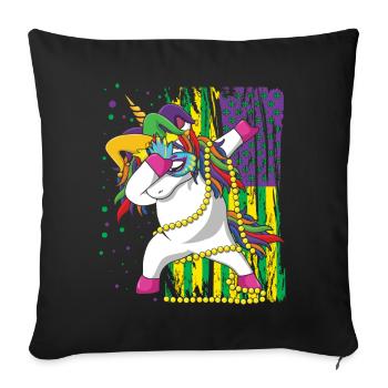 Dab Unicorn Festival Parade Beads Mardi Gras - Sofakissenbezug 45 x 45 cm - Schwarz - Vorne
