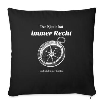 Captain's T-shirt with German text "Der Käpt'n ha" - Sofa pillowcase 17,3'' x 17,3'' (45 x 45 cm) - black - Front