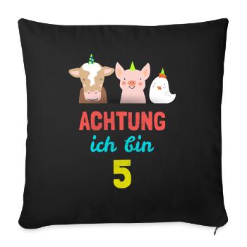 Tiere Bauernhof T-Shirt 5. Geburtstag Jungen 5 Jah - Sofakissenbezug 45 x 45 cm - Schwarz - Vorne