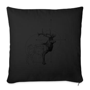 Hunter Deer Retro Antlers Deer Rebock Game Hunting - Housse de coussin décorative 45 x 45 cm - noir - Devant