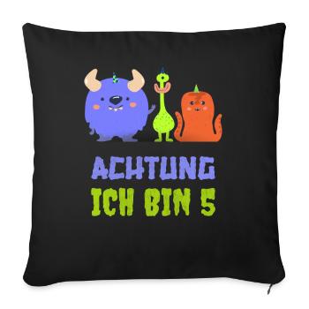 Niedliches Monster T-Shirt 5. Geburtstag Jungen 5 - Sofakissenbezug 45 x 45 cm - Schwarz - Vorne