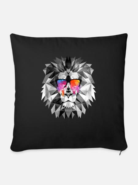 Geometrische Kunst Löwe - Geometrische Löwe Tattoo - Sofakissenbezug 45 x 45 cm - Schwarz