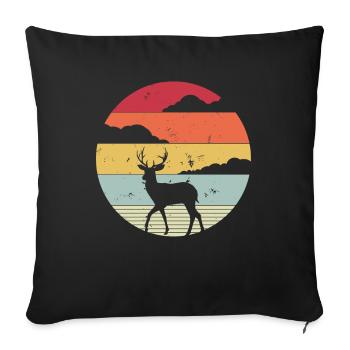 Deer Retro Vintage Style 60s 70s Men Women G - Sofa pillowcase 17,3'' x 17,3'' (45 x 45 cm) - black - Front