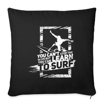 Cadeau de surf rétro vintage pour les surfeurs - Housse de coussin décorative 45 x 45 cm - noir - Devant