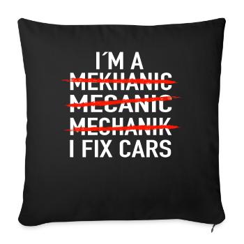 Idée cadeau de voiture mécanique - Housse de coussin décorative 45 x 45 cm - noir - Devant