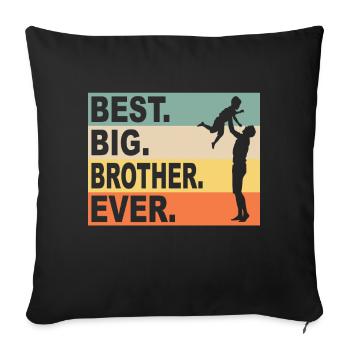 Grand frère fratrie famille - Housse de coussin décorative 45 x 45 cm - noir - Devant