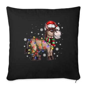 Christmas donkey with Christmas hat in the snow - Sofa pillowcase 17,3'' x 17,3'' (45 x 45 cm) - black - Front