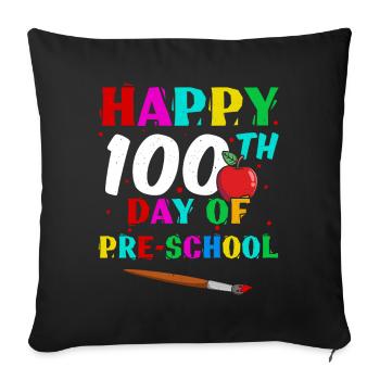 Joyeux 100e jour préscolaire 100 jours d’école - Housse de coussin décorative 45 x 45 cm - noir - Devant