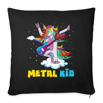 Guitar Unicorn Rainbow Metal Kid Music Rock Sign - Sofa pillowcase 17,3'' x 17,3'' (45 x 45 cm) - black - Front
