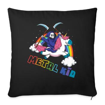 Metal Kid Music Licorne Squelette Rocker Rock Heavy - Housse de coussin décorative 45 x 45 cm - noir - Devant