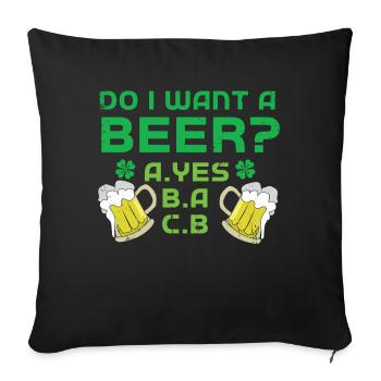 Envie de bière Saint Paddy Shamrock Saint Patrick Day - Housse de coussin décorative 45 x 45 cm - noir - Devant