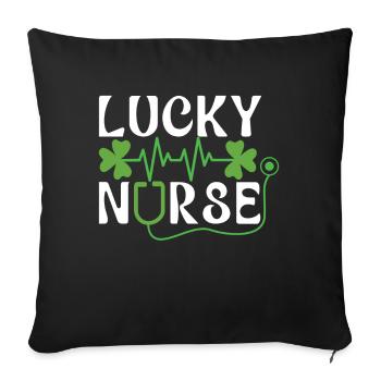Saint Patrick Day Shamrock Lucky Nurse - Sofakissenbezug 45 x 45 cm - Schwarz - Vorne
