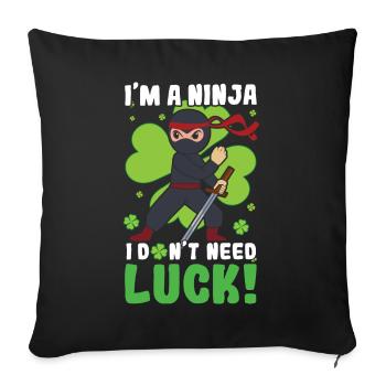 Kid Ninja Luck Japan Clover Saint Patrick Day - Sofakissenbezug 45 x 45 cm - Schwarz - Vorne