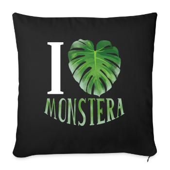 Liebe Monstera Blatt Pflanze Garten Hobbygärtner - Sofakissenbezug 45 x 45 cm - Schwarz - Vorne