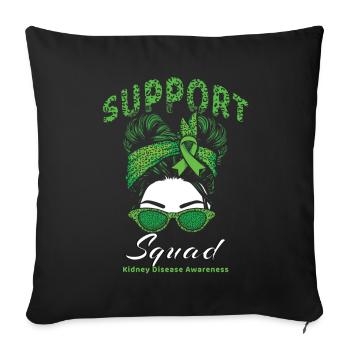 Squad Support Green Kidney Disease Awareness Month - Sofa pillowcase 17,3'' x 17,3'' (45 x 45 cm) - black - Front