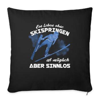 Skispringen Skispringer Wintersport - Sofakissenbezug 45 x 45 cm - Schwarz - Vorne