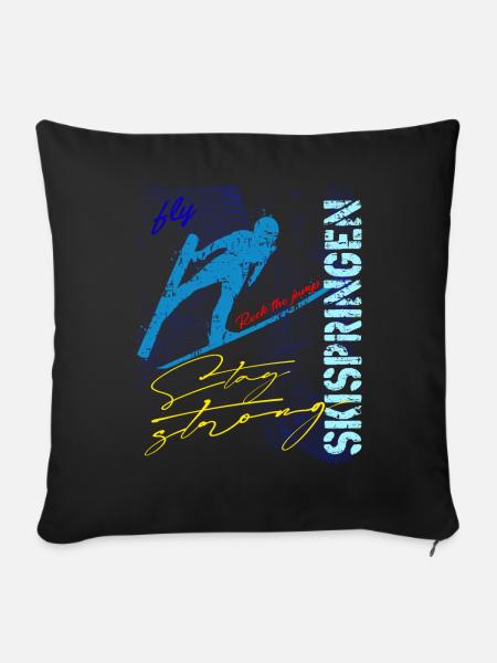 Skispringen Skispringer Wintersport - Sofakissenbezug 45 x 45 cm - Schwarz