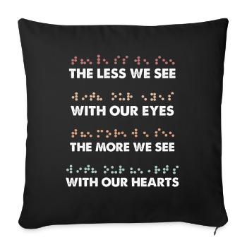 Less See Eyes More Heart Braille Alphabet Vintage - Sofa pillowcase 17,3'' x 17,3'' (45 x 45 cm) - black - Front