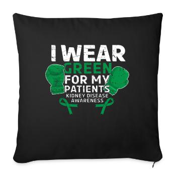 Wear Green Patients Kidney Disease Awareness Month - Sofa pillowcase 17,3'' x 17,3'' (45 x 45 cm) - black - Front