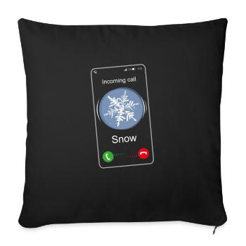 Appel Téléphone Motoneige Smartphone Sports d’hiver - Housse de coussin décorative 45 x 45 cm - noir - Devant