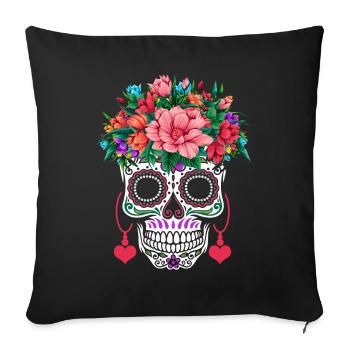 Flower Sugar Bone Muertos Halloween Valentines - Sofa pillowcase 17,3'' x 17,3'' (45 x 45 cm) - black - Front