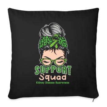 Support Squad Green Kidney Disease Awareness Month - Sofa pillowcase 17,3'' x 17,3'' (45 x 45 cm) - black - Front