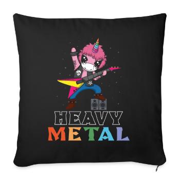 Rocker Licorne Guitare Metal Musique Heavy - Housse de coussin décorative 45 x 45 cm - noir - Devant