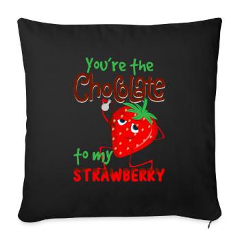 Combinaison fraise chocolat Mangez de la nourriture délicieuse - Housse de coussin décorative 45 x 45 cm - noir - Devant