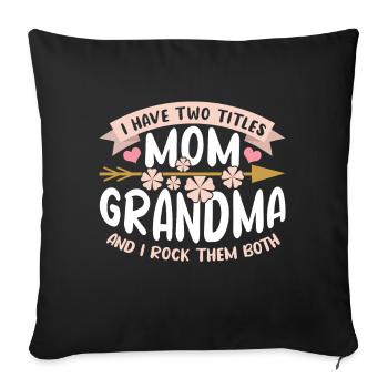 Flower Two Titre Maman Grand-maman Bonne fête des mères - Housse de coussin décorative 45 x 45 cm - noir - Devant