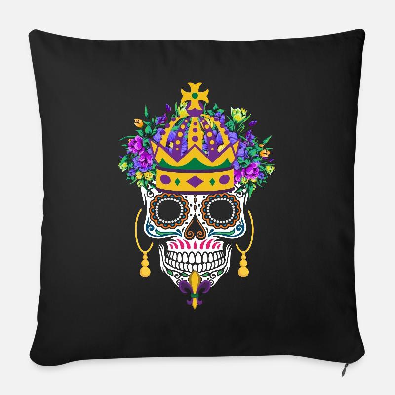Mardi Gras Kostüm Blume Zucker Dia de los Muertos - Sofakissenbezug 45 x 45 cm - Schwarz