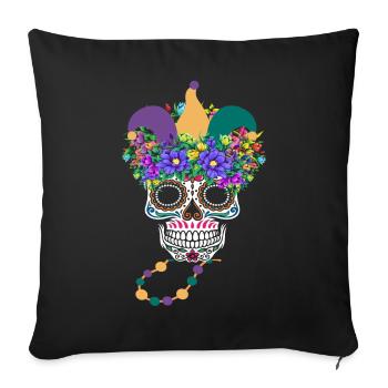 Mardi Gras Masque Fleur Sucre Dia de Los Muertos - Housse de coussin décorative 45 x 45 cm - noir - Devant