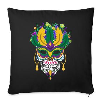 Dia De Los Muertos Mardi Gras Costume Fleur Sucre - Housse de coussin décorative 45 x 45 cm - noir - Devant