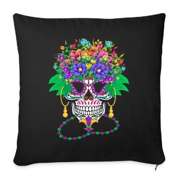 Mardi Gras Costume Fleur Sucre El Dia De Los - Housse de coussin décorative 45 x 45 cm - noir - Devant